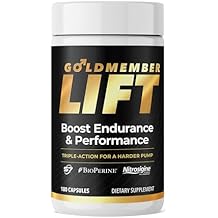 GoldMember Lift Natural Male Blood Flow Supplement - Sexual Enhancement, Size, Stamina & Performance with Nitrosigine, Trans-Resveratrol, S7 Plant Blend, BioPerine Made in the USA, 180 Capsules