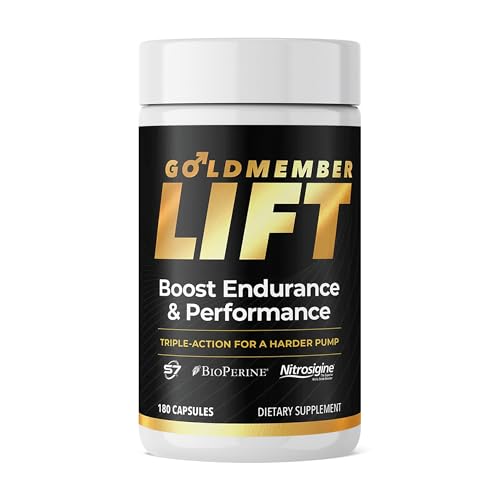 GoldMember Lift – Natural Male Blood Flow Supplement - Sexual Enhancement, Size, Stamina & Performance with Nitrosigine, Trans-Resveratrol, S7 Plant Blend, BioPerine – Made in the USA, 180 Capsules