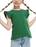 Flypigs Girls T Shirt Flutter Short Sleeve Top for Toddler Girl Basic Cotton Tee Soft Blouse Green 5