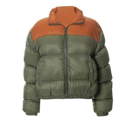 Doudoune courte contre le froid hivernal blouson bouffant épais à col montant zippé femme