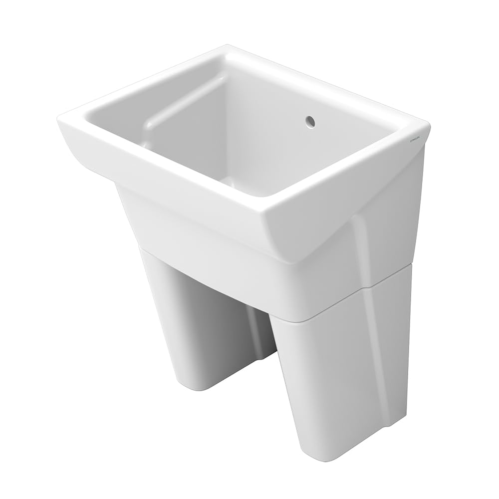 Coppia Piedini Da Appoggio Per Pilozzo Lavatoio 60x50 Cm Linea Messico, Alti 40 Cm, In Ceramica Bianco Lucida Dal Design Moderno