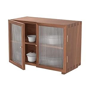 zyr Schwarze Walnuss Kleines Schrank Glastür Tee Set Schließfach 2-Layer Sideboard Hautpflege Produkte Porzellananzeige Kabinett Teetasse Lagerschrank Dekorativen Schrank