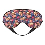 Mascherina per dormire per donne e uomini, maschera per gli occhi con teschio colorato margherita regolabile con fibbia da viaggio per dormire, maschera per dormire, morbida, per donne e uomini immagine