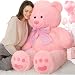 MorisMos 150cm Teddybär groß XXL, weich Rosa riesen teddys Kuscheltier XXL,Geschenk Freundin Mädchen Kinder Baby