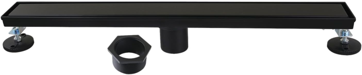Kingston Brass BSF2420 Watercourse 24" Stainless Steel Linear Shower Drain with Reversible Tile Insert and Flat Grate, Matte Black