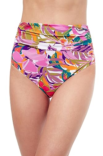 Braguita de bikini talle alto mujer bañador fruncido Tropikaia azul