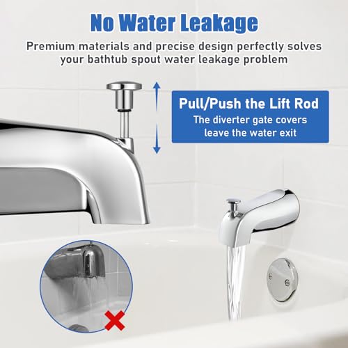 SOEKAVIA Slip on Tub Spout Kit, Compatible with American Standard 8888026.002 Tub Spout Bathroom Bathtub Faucet, Fits 1/2\" Copper Water Tube(5/8\" Diameter), 5/32\'\' Hex Wrench Included (Chrome,1 Pack)