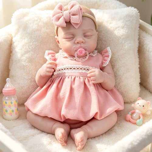 Milidool Realistic Reborn Baby Dolls - 20" Lifelike Sleeping Newborn Girl with Magnetic Pacifier, Poseable Limbs, Hand-Painted Skin, Soft Body Gift Set for Seniors, Collectors and Kids 3+ — view 3