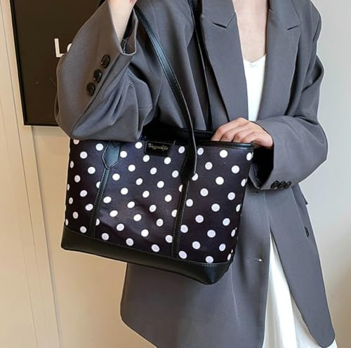 2025 Polka Dot Tote Bag for Women Classic Satchel Purse Large Capacity Shoulder Handbag Office College Underarm Purse3