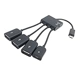 niceEshop(TM) Multifunción Micro USB de Cargador OTG Hub Anfitrión Cable de Adaptador Conector, Negro