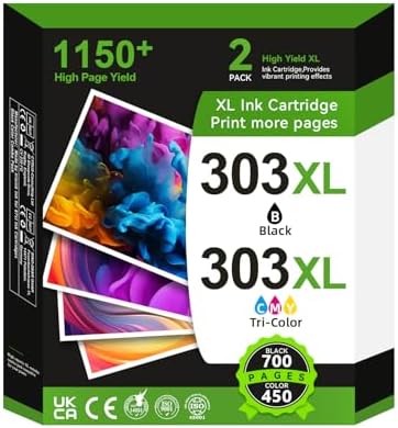 303 XL Druckerpatronen Multipack, 303 XL Patronen Schwarz und Farbe Kompatible für Original HP 303 Druckerpatronen für Envy Photo 6232 6230 6220 6220 6234 7100 7120 7155 7130 7134