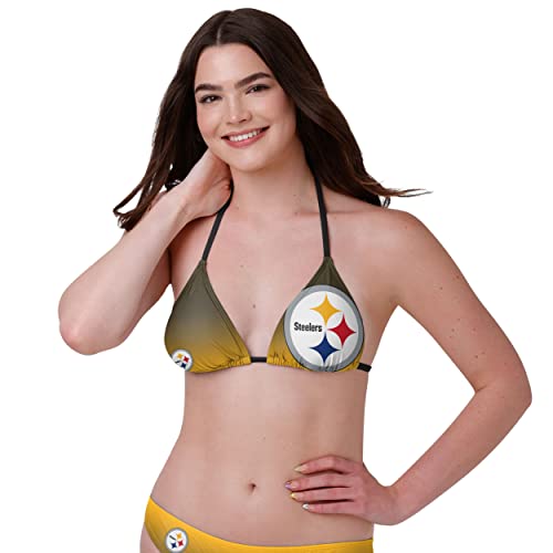 FOCO Pittsburgh Steelers NFL Womens Gradient Big Logo Bikini Top