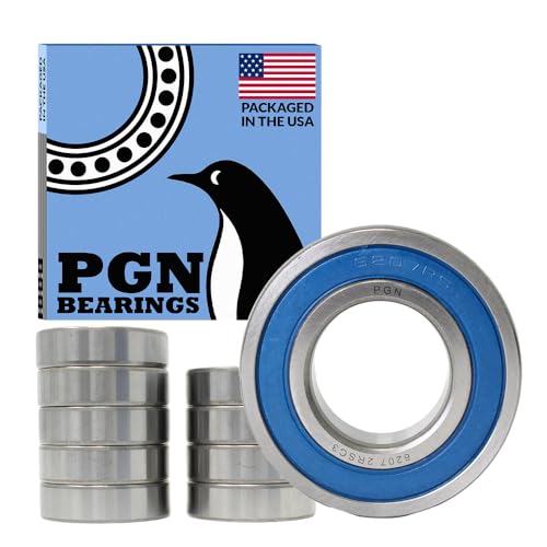 PGN (10 Pack) 6207-2RS Bearing - Lubricated Chrome Steel Sealed