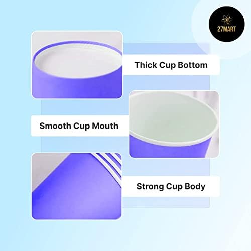 60Pcs Paper Cups Disposable Cups Party, 9 ounce Multicolor biodegradable and compostable Drinking Cups for Party, DIY-260ml(6 colors)