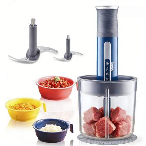 Kawu Electric Food Processor, Cordless Small Meat Grinder for Kitchen, Portable Vegetable Chopper with Glass Bowl, USB Rechargeable Meat Shredder, Mini Onion Chopper & Food Chopper Vegetable Cutter