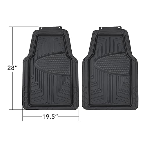 Amazon Basics 2-Piece Premium All-Season Anti-Slip Rubber Floor Mats for Cars, SUVs and Trucks, Universal Trim to Fit, Black view 2