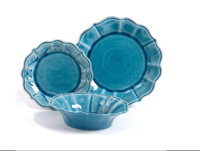 Pioneer Woman Gorgeous 12 Piece Dinnerware Set Blue Desertcart UAE