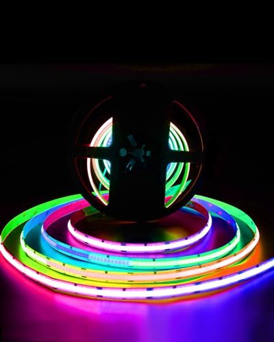 Image of RGB COB FCOB LED Strip 16.4FT RGB+IC High Density Even Dream Chasing Color Light Addressable WS2811 720LED /m DC24V for House Indoor Decoration