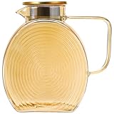 Suwimut Glass Pitcher with Lid and Spout, 2.5 Liter 84 oz Jug Water Pitcher with Handle for Fridge, High Borosilicate Large Glass Carafe Jug for Hot/Cold Water Iced Tea Juice Coffee Milk Beverage