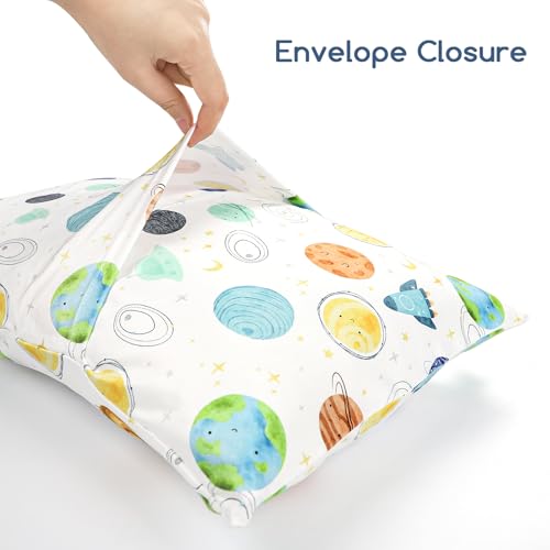 Image of ManFaiSky 2 Pack Toddler Pillowcase, 13x18 Toddler Pillow Cases with Envelope Closure, Soft & Comfortable Travel Pillow Case Cover Boys Girls, Planets