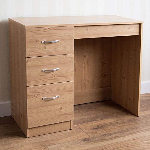 Image of Vida Designs Home Pine 3 Drawer Dressing Table Makeup Desk Riano Bedroom Furniture