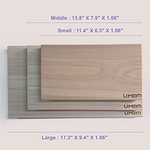 Uheim Premium One-Piece Cypress Hinoki Solid Wood Cutting Board, Korean Cutting Board For Kitchen, Chef. Wooden Kitchen Double Chopping, Cutting, Serving Board. Large, Middle, Small 3 Size (Small) #TOP2