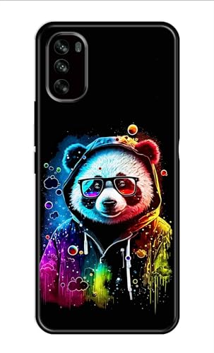 Image of Metal TPU Printed Back Cover for Motorola Moto G62 5G (Multicoloured Panda) 360 Degree Protection | Camera Protection -25092024(AH)