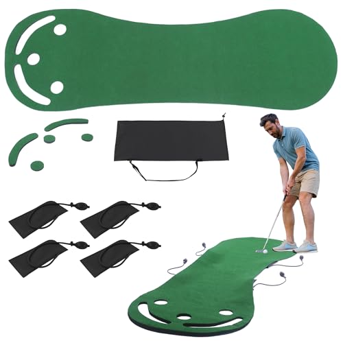 BALAPET Adjustable Slope Putting Green Indoor with 4 Airbag, Multi-Functional Putting Green Mats Set, Golf Putting Training Aid Improve Your Putting Stroke