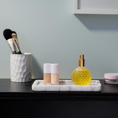 Cork & Mill Marble Tray for Bathroom Countertop, Kitchen Counter, or Catchall - 8 3/4" x 5" Small Rectangular Vanity Tray for Skincare or Perfume - Handcrafted Natural White Marble Stone Organizer by Cork & Mill - Used condition - Image 5