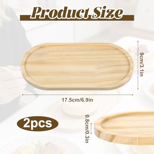 2 Stück Kleine Holztabletts, Dekorative Kleine Tabletts, Bambus-Holztablett für Badezimmer, Küche und Dekorative Zwecke