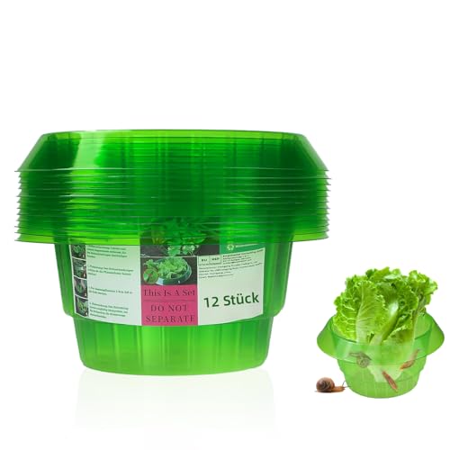 Nepfaivy Schneckenkragen, [12 Stück] Schneckenschutzringe, Effektiver Schneckenschutz für Salat und Kohl, Schneckenkragen aus Robustem Kunststoff, Wiederwendbare Schneckenabwehr für Gartenpflanzen