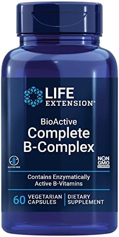 Life Extension BioActive Complete B Complex – Complete Formula for Vitamin B Benefits – Boosts Energy Production & Promotes Metabolism - Gluten-Free, Non-GMO – 60 Vegetarian Capsules