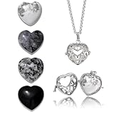 Raicegs Heart Shaped Crystals and Healing Stones 7 Chakra Crystal Necklace 0.8 inch Heart Gemstones Natural Stones Necklaces for Women Spiritual Gift for Women Teen(4PCS-B)