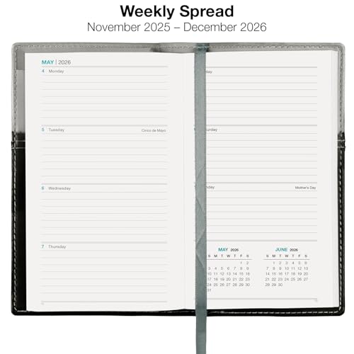 2026 Pocket Planner/Pocket Calendar and Pen, 3.5\"x6\": Includes 14 Months (November 2025 - December 2026) / 2026 Weekly Planner/Weekly Agenda/Monthly Calendar Organizer (Gray/Black)