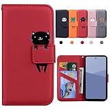 Kedic 対応 Aquos wish5 ケース 手帳型 アクオスウィッシュ5ケース SH-52F カバー 可愛い AQUOS ウィッシュ5 ケース アクオスwish5 手帳型ケース aquos wish 5 カバー カード収納 財布付き カードホル スタンド機能 かわいい 動物柄 薄型 防水 ノート型 男女兼用 レッド