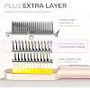 TYMO Ring Plus Ionic Hair Straightener Brush - Straightening Comb with Negative Ions for Women, Titanium Coating, 9 Temp Settings & LED Display, Dual Voltage, Professional Styling Tools, Gold Blush