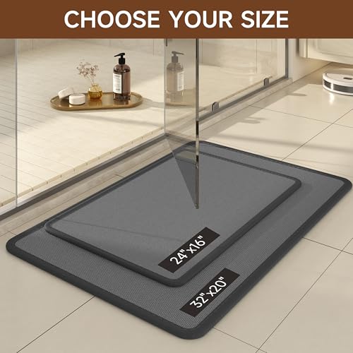 watthourhome Bath Mat, Super Absorbent,Quick Dry, Non Slip Bathroom Rug, Ultra Thin Low Pile,Machine Washable Bathroom Floor Mat for Shower Tub Sink, Easy Care Home Decor, 24