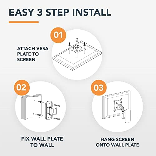 mahara Tilt & Turn TV Wall Bracket - TV Wall Mount for 13"  27" TVs - TV Brackets with VESA Wall Mount Compatibility 75x75mm  100x100mm - TV Wall Brackets Support Max 10kg - Black TV Bracket