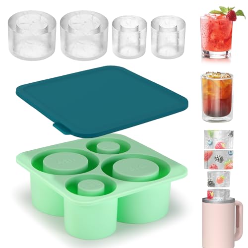 Auauraintt Bac à glaçons en silicone pour tasse Stanley,bacs à glaçons réutilisables à 3 cylindres creux,bac à glaçons en silicone avec couvercle,sans BPA,accessoires pour glaçons de 20-40 oz (A)