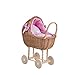 Produktbild e-wicker24 Alles aus Weide Puppenwagen aus Weide mit Bettwäsche perfekte Geschenkidee Korbpuppenwagen schöner Spielzeug aus Korbgeflecht Korbwagen für Puppen Spielzeug für Mädchen (Natur, Pink)