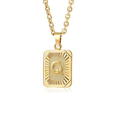 Glimmerst Initial Pendant Necklace 18K Gold Plated Stainless Steel Letter Necklace Personalizd Name Necklace for Women Gold Q