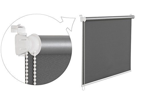 KS Handel 24 THERMOROLLO VERDUNKLUNGSROLLO 80x200 cm DUNKELGRAU FENSTERROLLO MIT THERMOBESCHICHUNG 100% ABDUNKLUNG INKL. SEILZUGHALTER