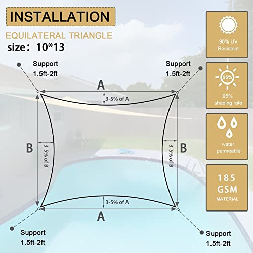 Linstock Sun Shade Sail Canopy Uv Block Mesh Fabric For Patio Garden Backyard Lawn Outdoor Sun Shade Sail (10' X 13', Grey) #TOP5