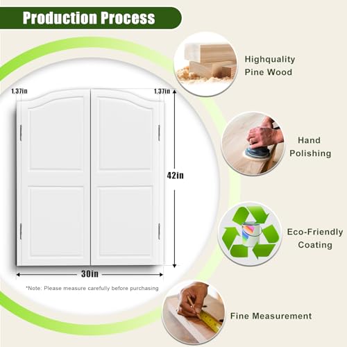 Saloon Swinging Doors 30/32/36/40 Inch Wide, White Heavy Duty Swinging Half Door with Hinges and Hardware, Dual Swing Cafe Doors for Doorway Bar Kitchen Decor by LVYIHAN - Image 2