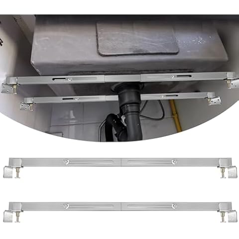 Wdwlbsm 2 Pcs Undermount Sink Brackets,Undermount Sink Supports Brackets,Adjustable Stainless Steel Installation Kit for Heavy Duty Most Kitchen Sinks, Adjustable length 28"-39”,Silver Cover