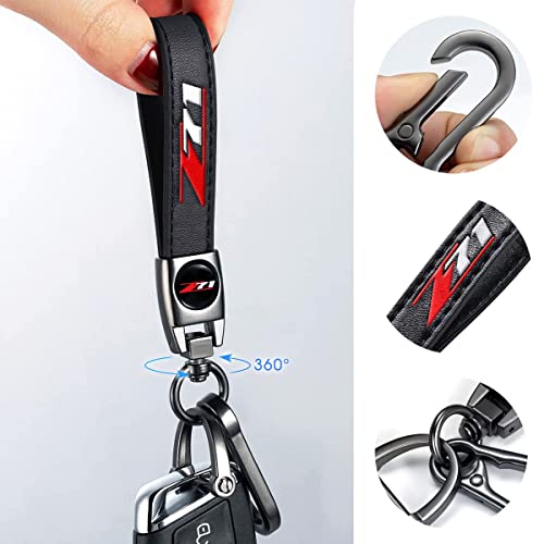Image of TACOMA Genuine Leather Car Keychain for Key Chain for Men and Women Family Present Key Ring Accessories(Black)