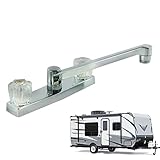 Two Handle RV Kitchen Faucet with Crystal Acrylic Knobs, Polished Chrome Finish, for Mobile Homes, Travel Trailers, Campers, Motorhomes