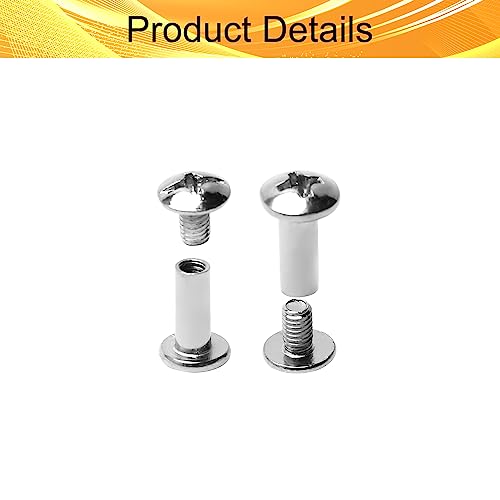 Juvielich 20 Sets Female M4X10Mm Pan Head Screw Post Silver Belt Buckle Binding Bolts Carbon Steel Leather Fastener Fit For 1/8"(4Mm) Hole Dia #TOP2