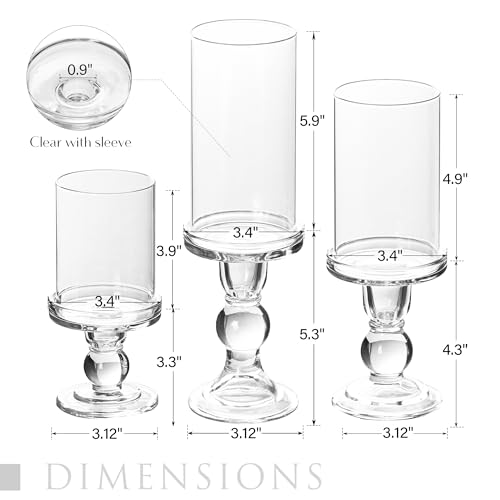 Willceka HC000 Hurricane Candle Holder, Glass Pillar Candle Holder, Glass Taper Candlestick Candle Holder, 3 Pcs  thumb #5