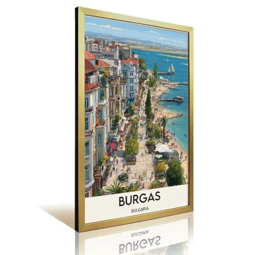 Burgas Bulgaria Black Sea Coast City Map Coastal Tra Wall Art Poster